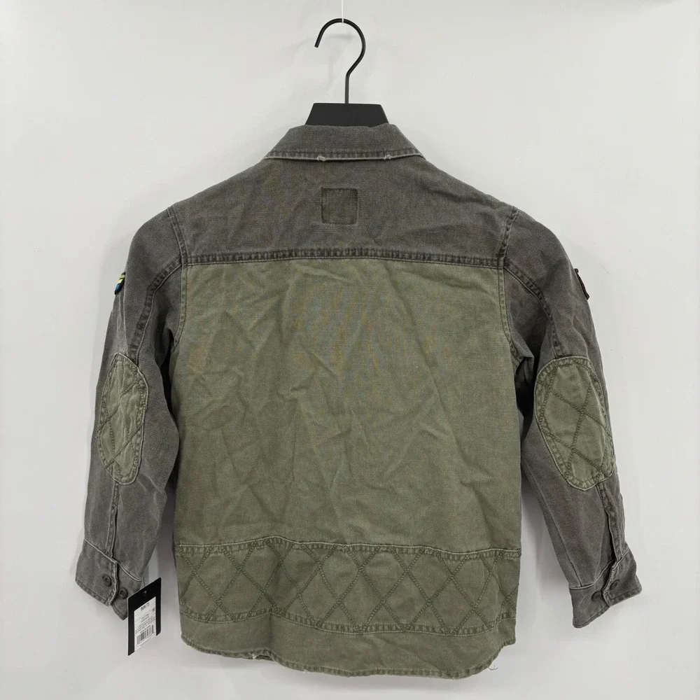 Art Class Boys Utility Jacket Small 6 7 Olive Green Full Zip Cotton Patches New‎